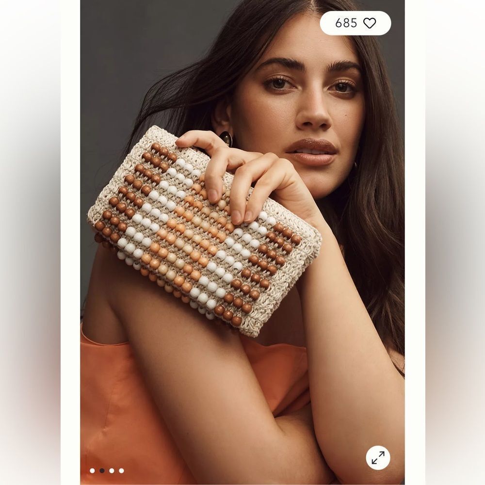 Anthropologie Beaded Foldover Clutch